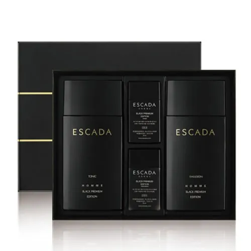 [에스까다] 옴므 블랙 프리미엄 에디션 토닉 150ml+에멀젼 150ml+미니어쳐 30ml 2종 (리뉴얼) (미백/주름개선 기능성) (업체별도 무료배송)