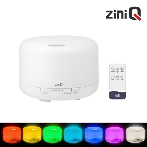 [지니큐] LED 7색상 무드등 초음파 가습기 500ml (리모컨보유) ZQ-HM500 (업체별도 무료배송)