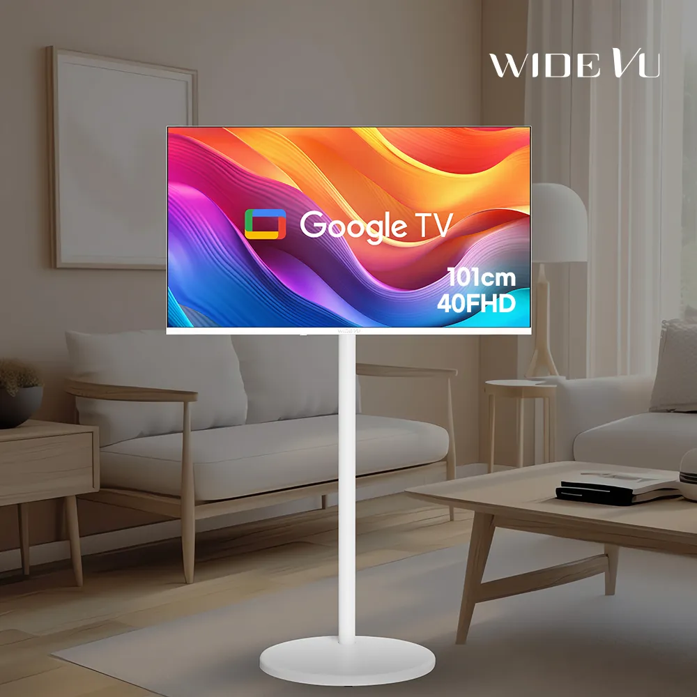 와이드무빙뷰 화이트에디션 구글스마트 40인치 FHD TV+삼탠바이미 이동식 TV 거치대 (업체별도 무료배송)