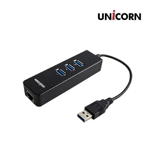 유니콘 기가 USB유선랜카드1Gbps+USB3.1 3포트 멀티허브 ULAN-303GH (업체별도 무료배송)