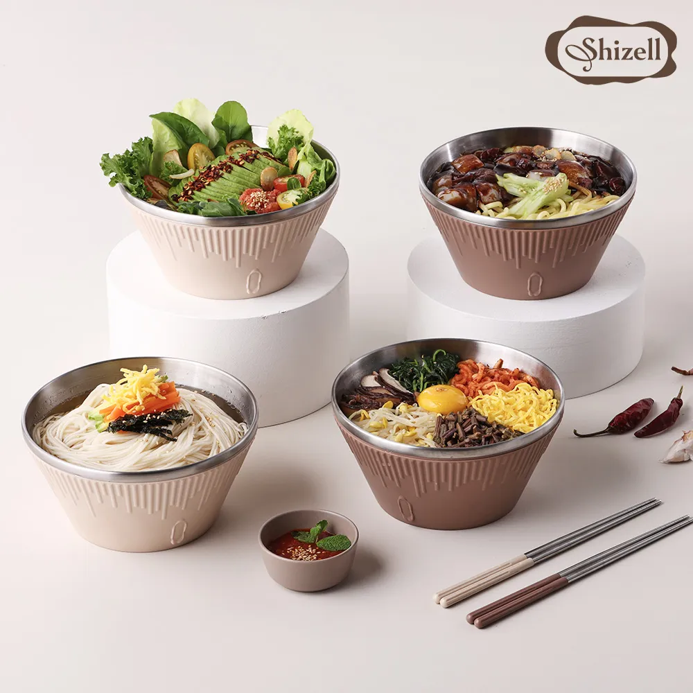 [Shizell] 쉬젤 러반 스테인레스 컬러볼 세트 (포케볼18cm 4개+젓가락 4개) (손잡이박스)(업체별도 무료배송)