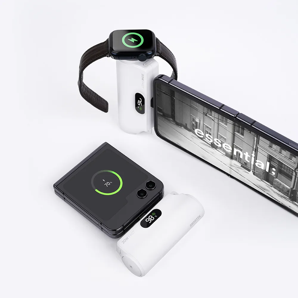 [스마텍] 5000mAh 20W 고속충전 미니 보조배터리(C타입/8핀/워치충전가능) STPB-DBW50(20W) (업체별도 무료배송)