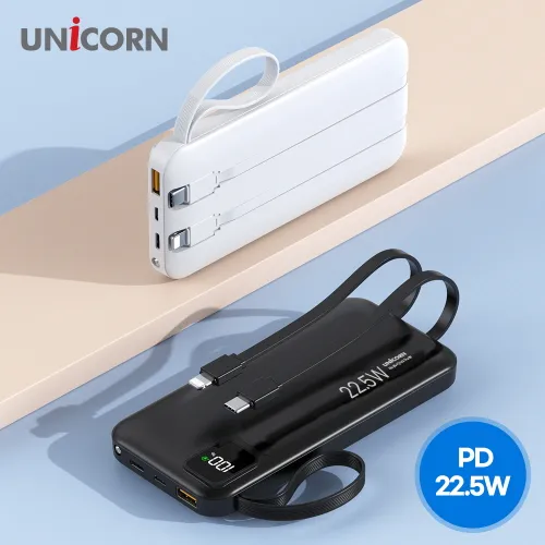[유니콘] PB-10KM 대용량 C타입+8핀 일체형 PD22.5W PD3.0 QC3.0 초고속 충전 10000mAh 보조배터리 (업체별도 무료배송)