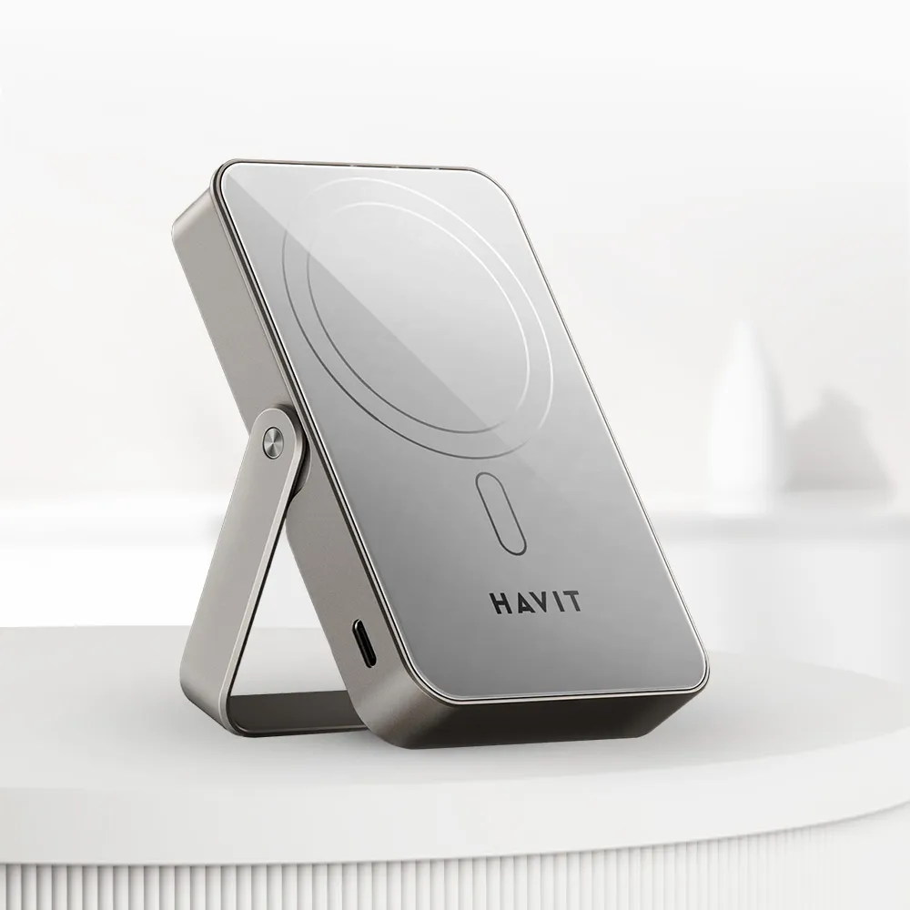 [아트란] HAVIT 맥세이프 고속 무선보조배터리 미드센추리모던디자인 (10000mAh/PB5222/20W/C타입/거치형 스탠드) (업체별도 무료배송)