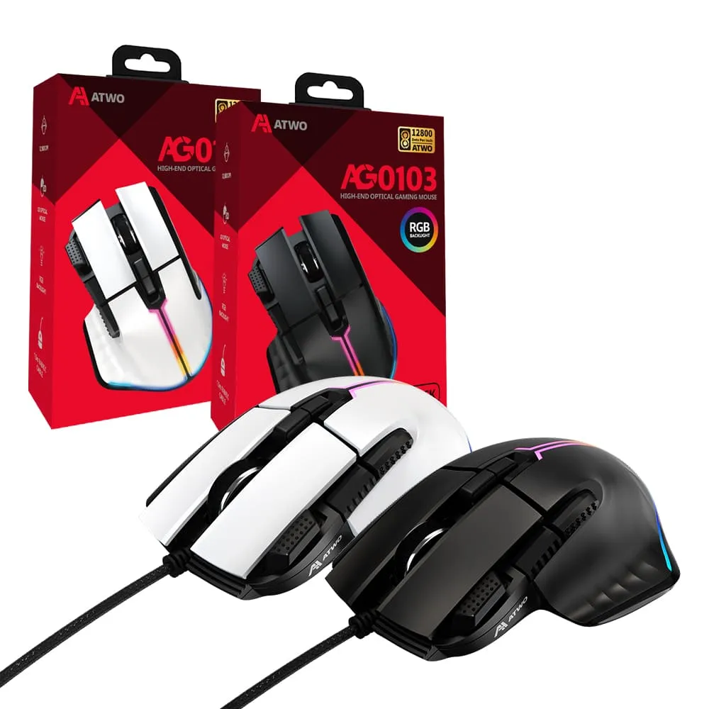 [에이투] 고감도 RGB 유선 마우스(6단계 DPI, 13단계 LED모드, 전용 소프트웨어 지원) AG0103 (업체별도 무료배송)