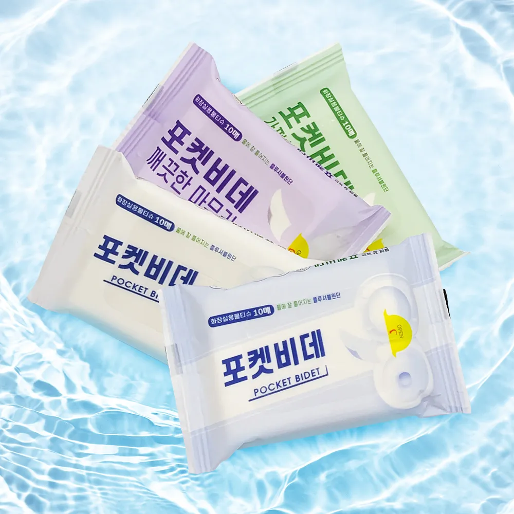 물에 잘 녹는 무형광 비데물티슈 10매 *30팩 총 300매(업체별도 무료배송)