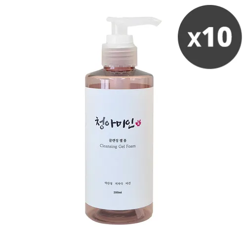 [청아미인] 저자극 약산성 비건 클렌징 젤 폼 200ml x 10개 (업체별도 무료배송)