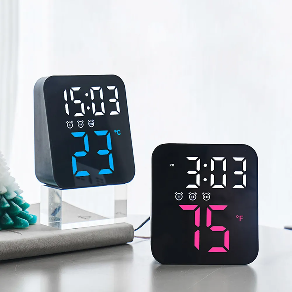 넥스원 정사각 디지털 LED 온도 알람 탁상 벽걸이겸용 시계 4 color (업체별도 무료배송)