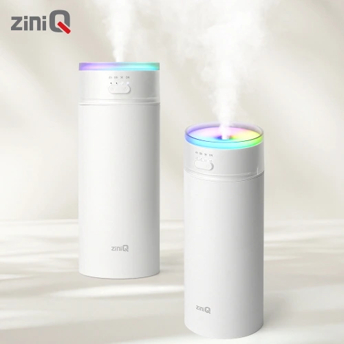 [지니큐] 7컬러 LED 무드등 무선 미니가습기 (C타입/2가지분무모드) 500ml ZQ-HX50 (업체별도 무료배송)