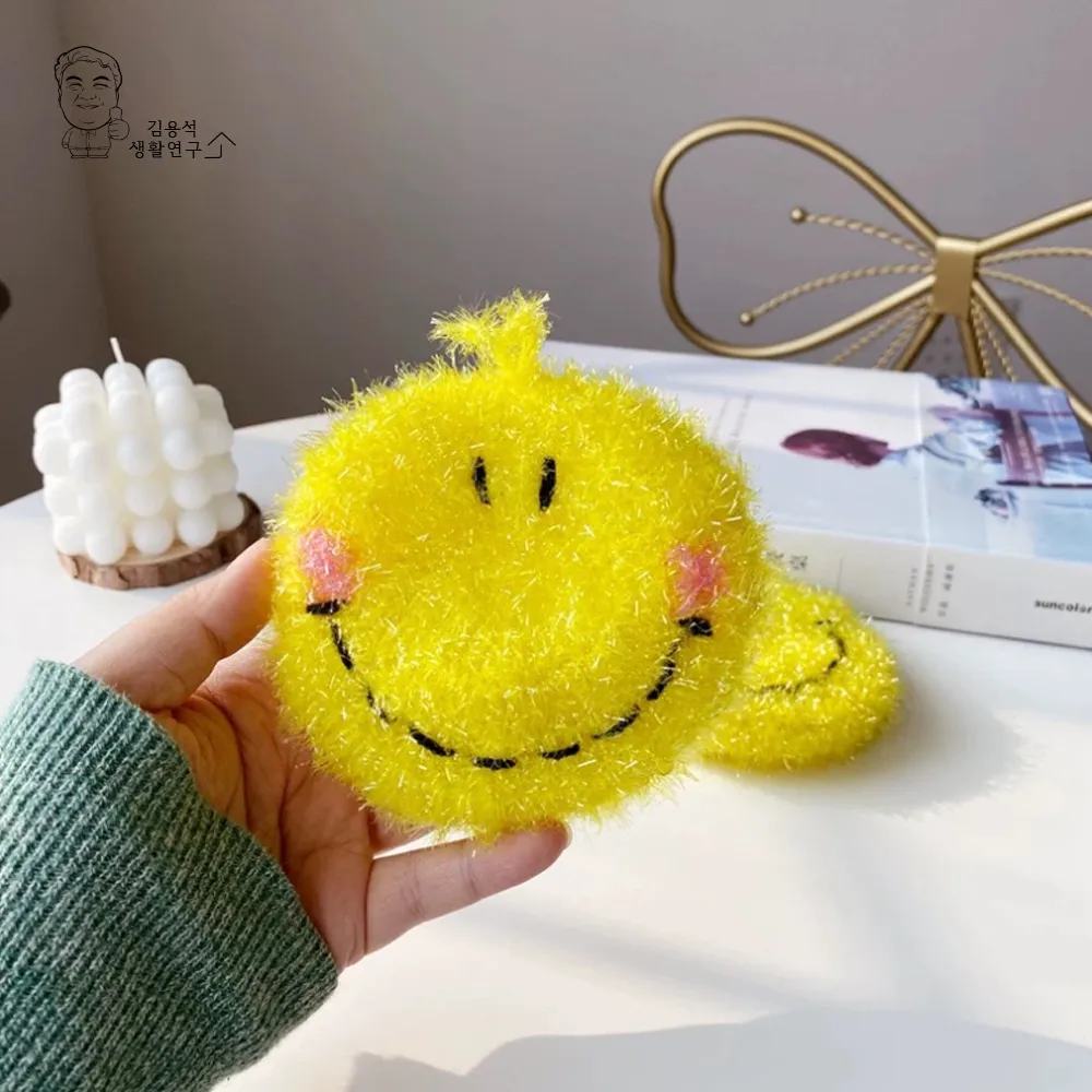 주방 스마일 수세미 아크릴 뜨개수세미 설거지 거품 (업체별도 무료배송)