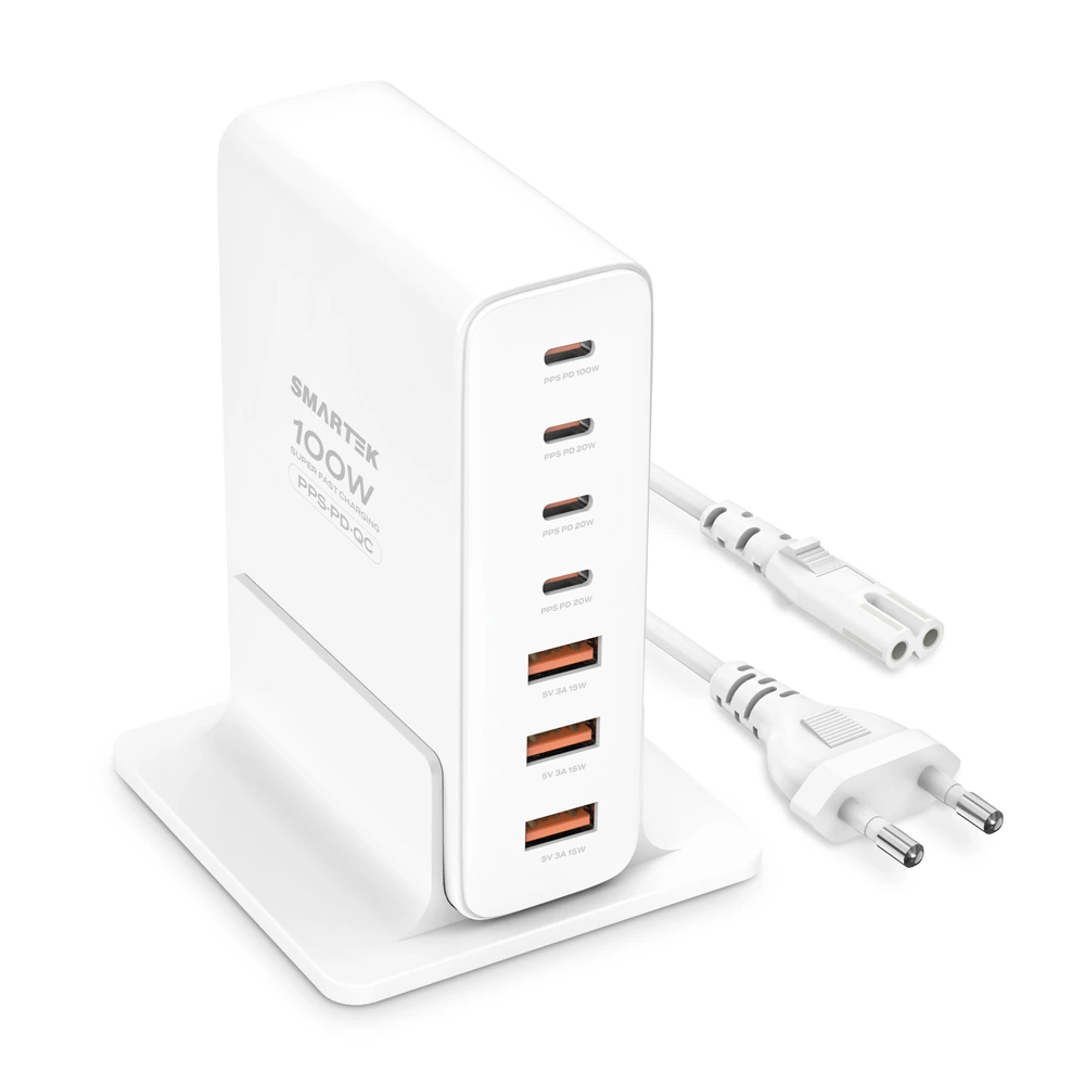 [스마텍] 7포트 USB PD PPS 100W 초고속 충전 멀티 충전기 STQC-7Port200W(업체별도 무료배송)