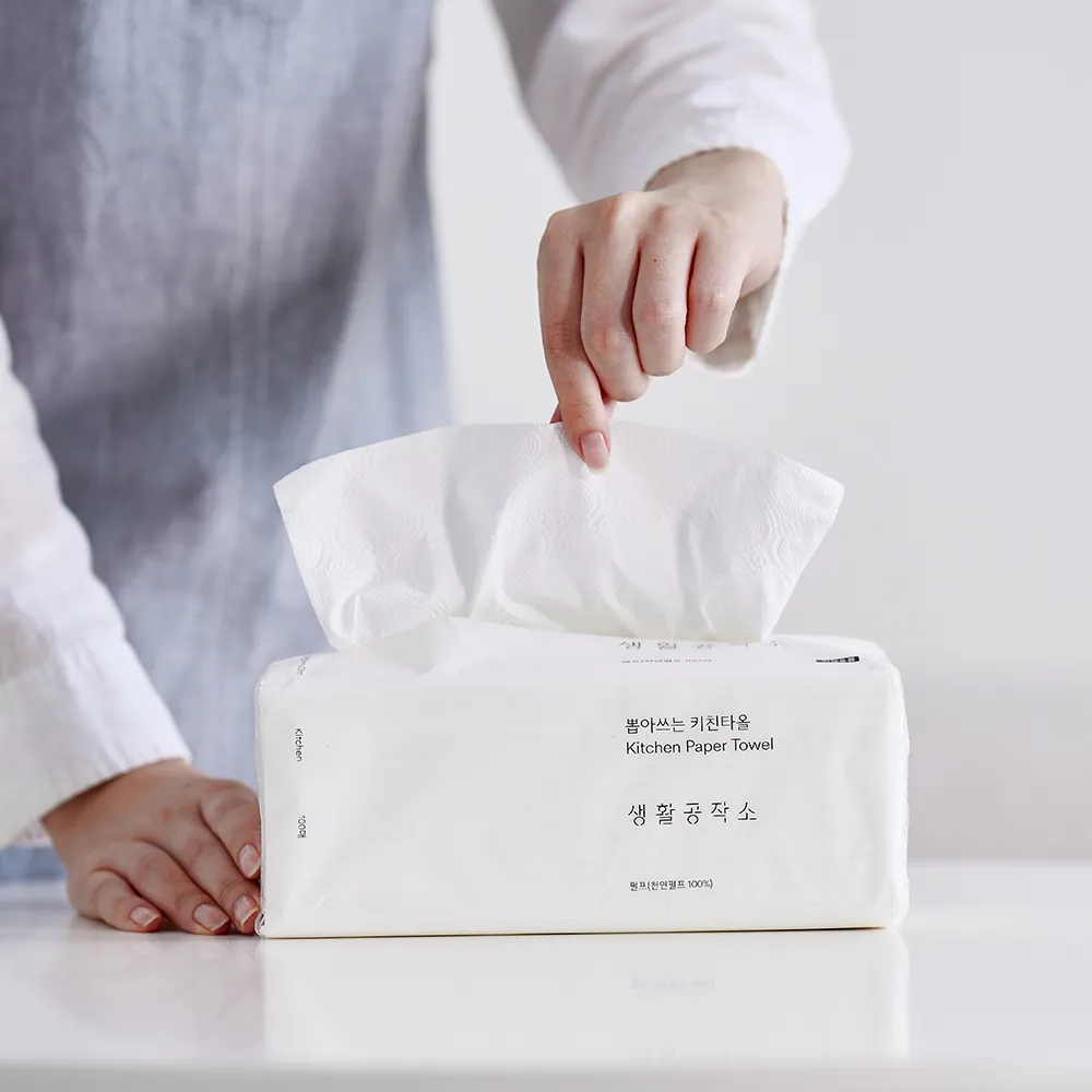 [생활공작소] 뽑아쓰는 천연펄프 키친타올 100매 3팩 x 3개/5개 택1(업체별도 무료배송)