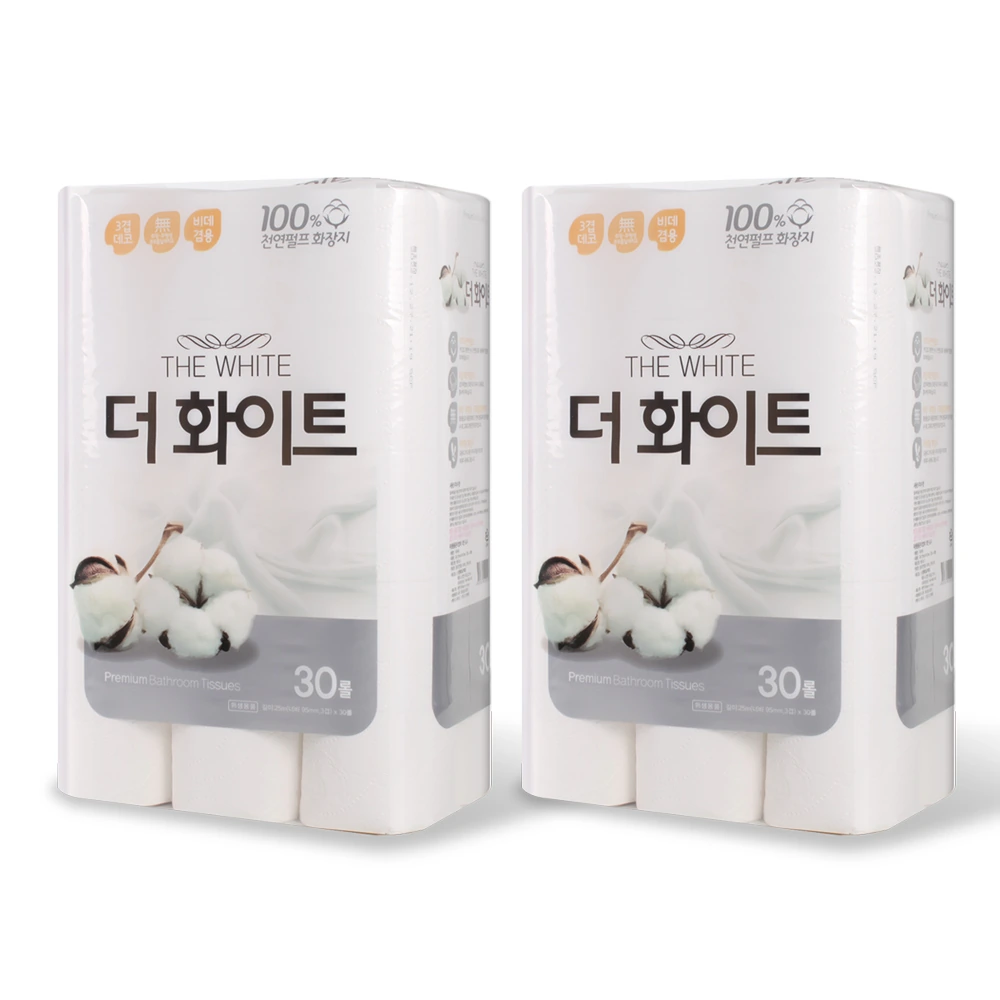 [행복제지] 3겹 더화이트 휴지 25M 30롤 x 2개/3개 (업체별도 무료배송)