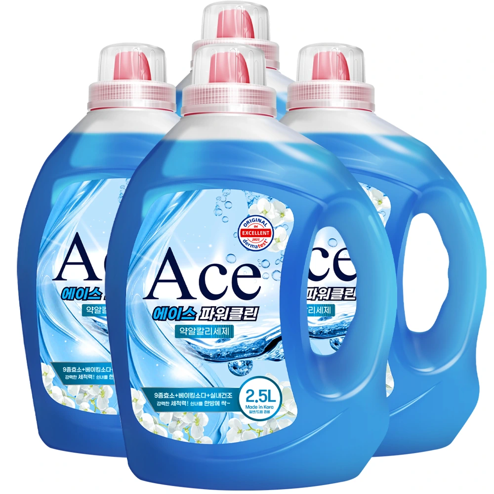 [터치] 에이스 알칼리성 파워클린 세탁세제2.5L x 4개/실내건조 고농축 (업체별도 무료배송)