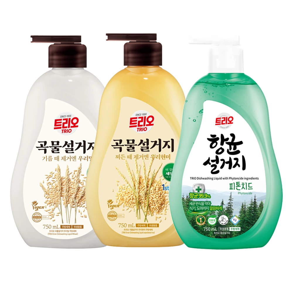 [애경] 트리오 곡물 설거지 주방세제 750ml x 3개 (업체별도 무료배송)
