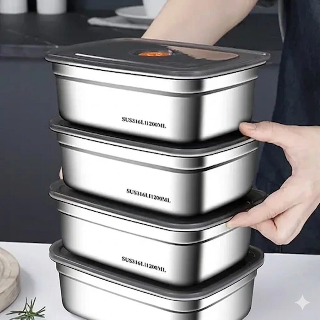 전자렌지 스텐 밀폐용기 x 4P 4size (업체별도 무료배송)