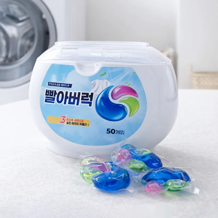 3in1 딥클린 빨아버럭 캡슐세제 50개입 (드럼/일반겸용)(2개이상 구매 가능)(업체별도 무료배송)