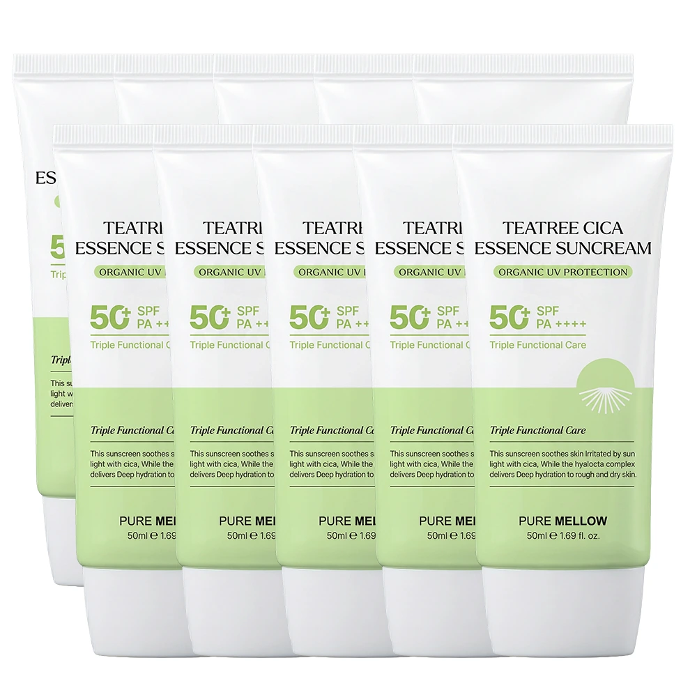 [퓨어멜로우] 티트리 시카 에센스 선크림 50ml x 10개 SPF50+ PA++++ (유기자차)(업체별도 무료배송)