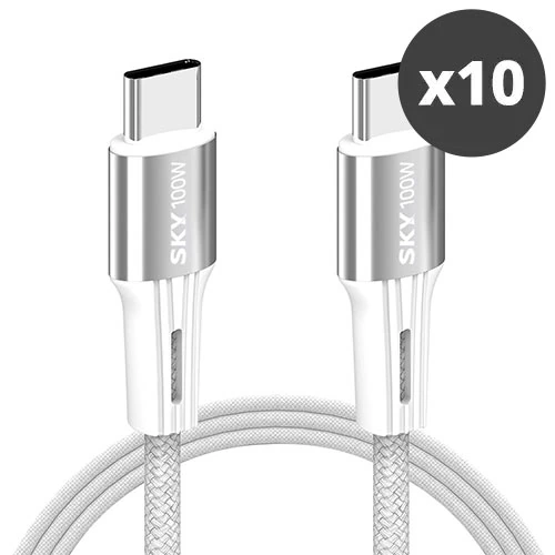 [대량구매관][스카이] 100W PD C to C타입 메탈 초고속 케이블 x 10개 (1M/2M)(업체별도 무료배송)
