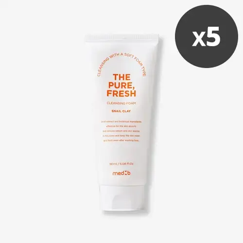 [메드비] 더 퓨어 프레쉬 클렌징 폼 스네일 클레이 180ml x 5개 (무료배송)