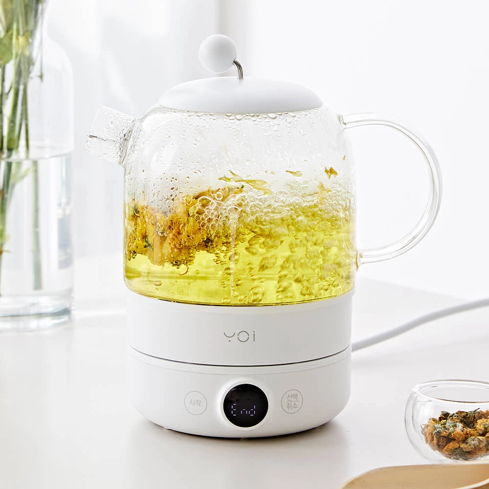 휴롬 요아이 내열유리 보온 티포트 전기주전자 미니티팟 800ml YTK-201FWH (업체별도 무료배송)