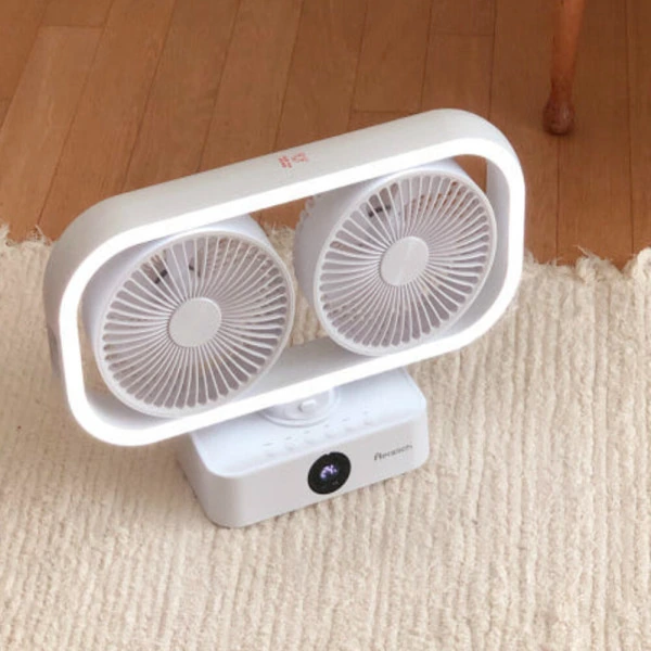 [허즐릭] 무선가로세로 LED 듀얼헤드 선풍기 MJ-TW888 (화이트) (업체별도 무료배송)