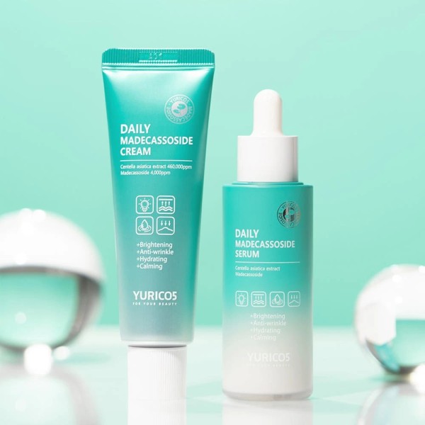[유리코스] 데일리 마데카소사이드 세럼 50ml&크림 50ml 세트 (미백/주름개선 기능성)(업체별도 무료배송)