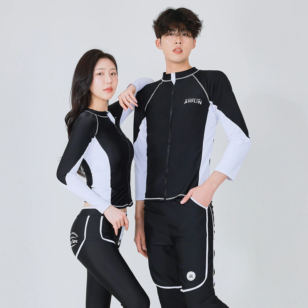 주문폭주 메이리앤 커플 래쉬가드 세트 블랙 화이트 (업체별도 무료배송)