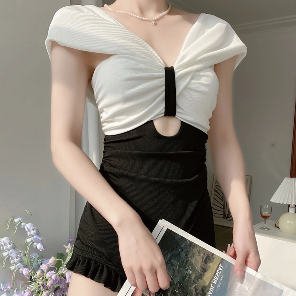 품절임박 코코 셔링 배색 모노키니 여성 수영복 (업체별도 무료배송)